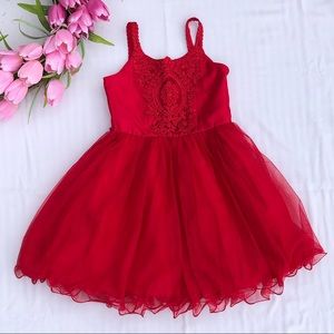 Red Beaded Strap Tulle Dress by Pink & Violet Size 8